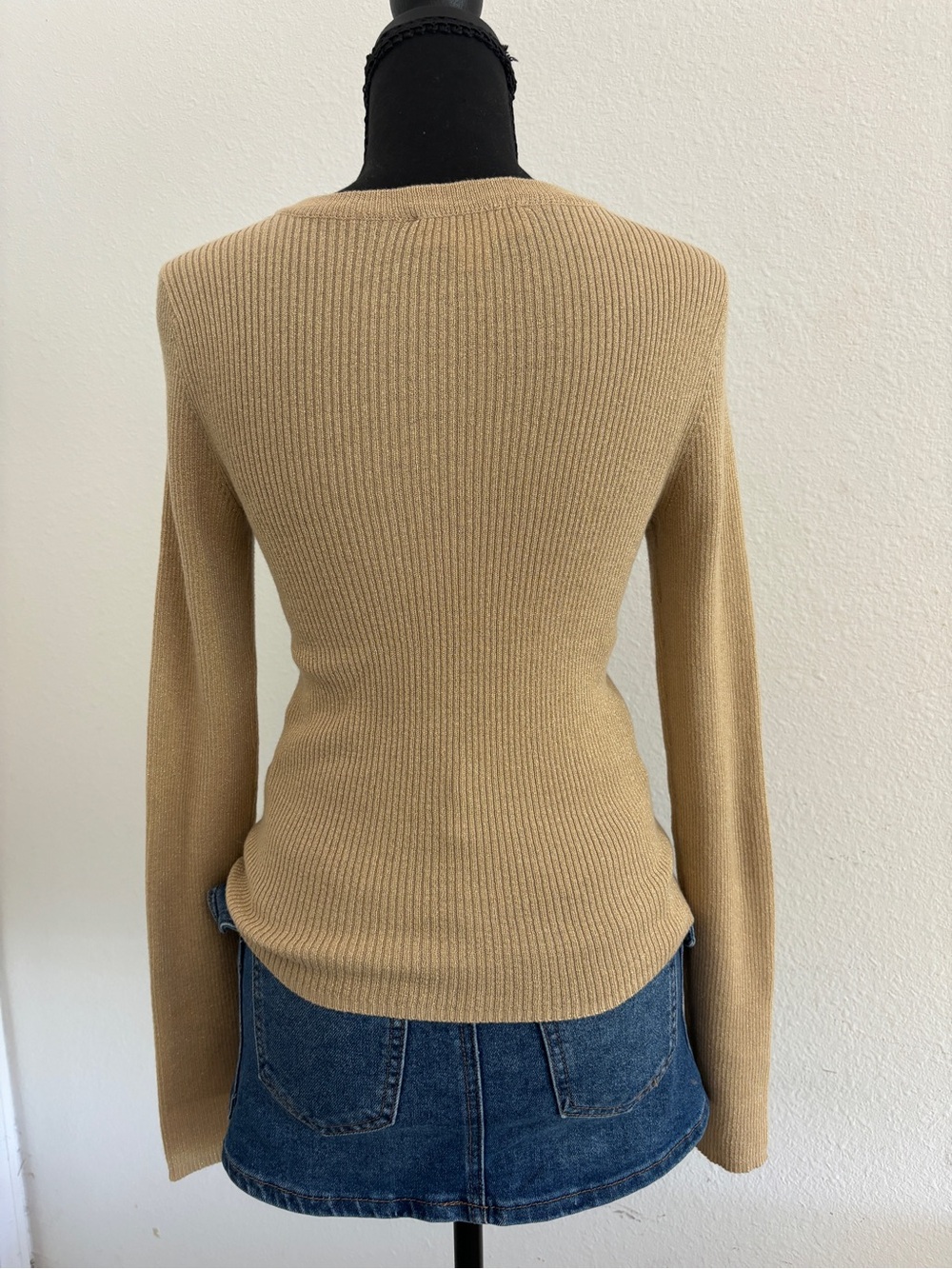 Y2K Style Michael Kors Metallic Gold Knit Long Sleeve Small - Picture 2 of 7